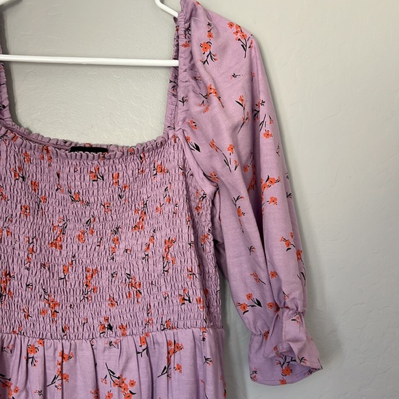 Mini Smocked Floral Dress in Lilac - Picture 6 of 10